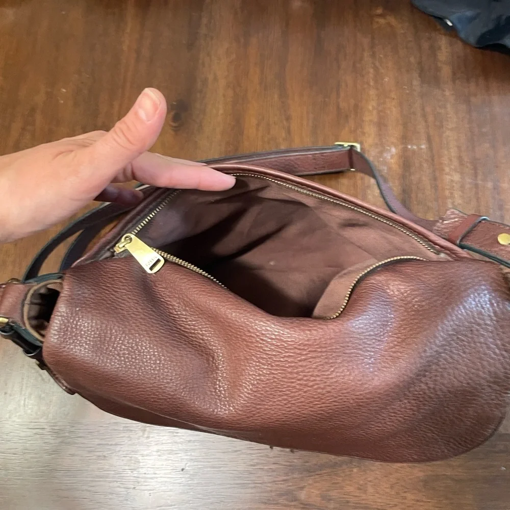 Fossil Preston Brown Pebbled Leather Messenger Bag